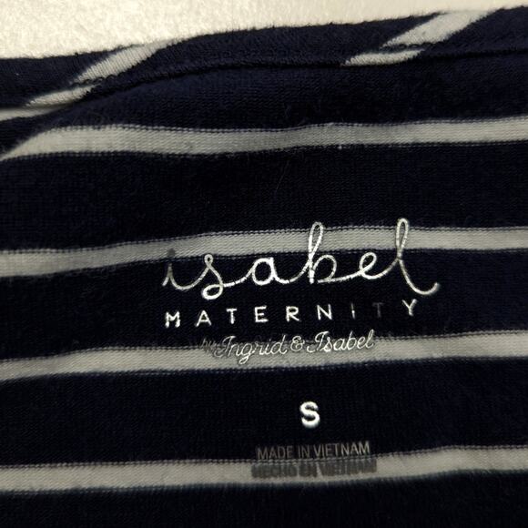 Isabel Maternity T-Shirt Dress Women's Size Small Navy Stripe Midi - Picture 4 of 7